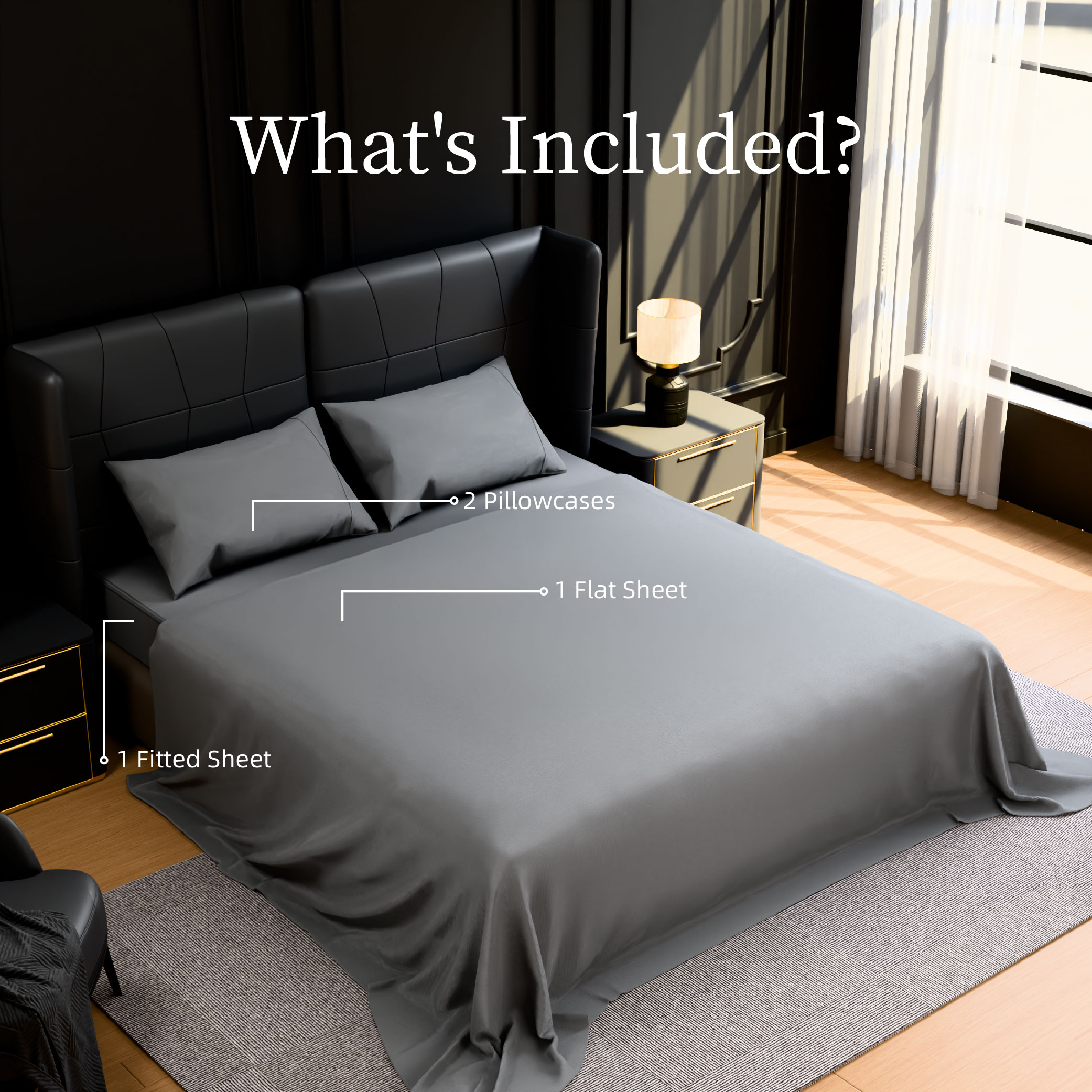 Bedding Full Bed Sheets Set - 4 Piece Bedding - Brushed Microfiber - Shrinkage And Fade Resistant - Easy Care (Full, Grey)_voghion.com